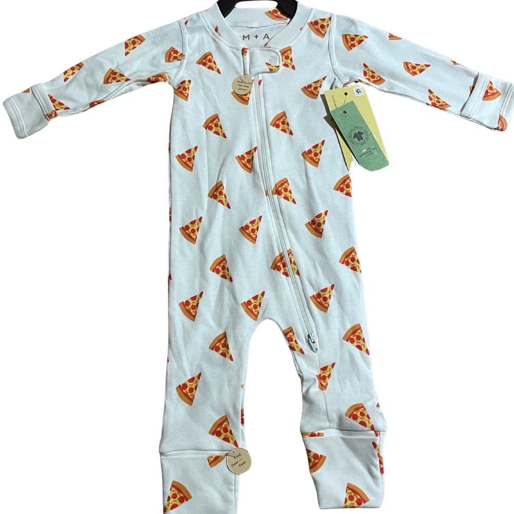 Monica + Andy One Piece Zip-Up Pizza Baby Sleepers